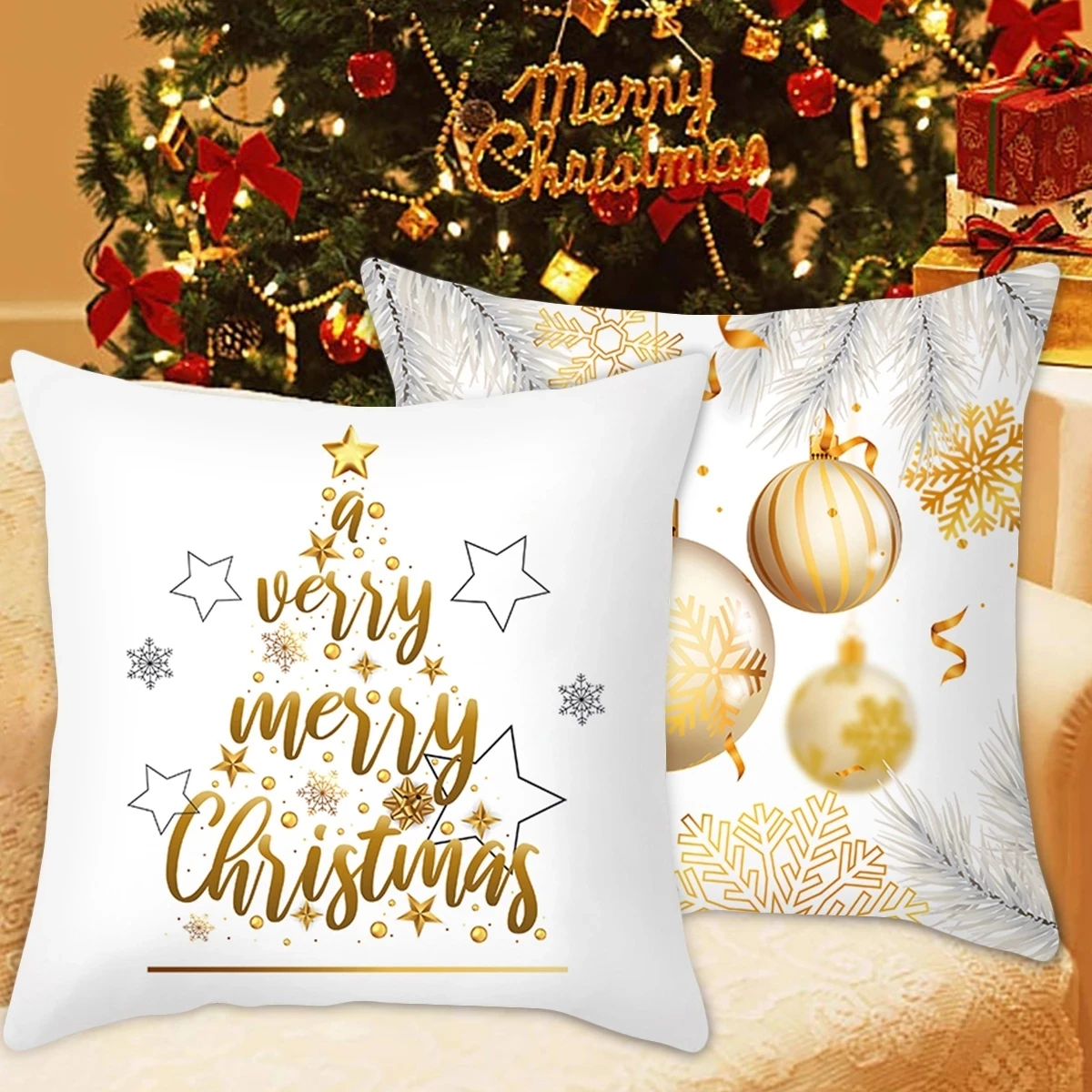 Christmas Cushion Cover Pillowcase Christmas Decorations For Home 2023 Navidad Xmas Noel Gifts Christmas Ornament New Year 2024