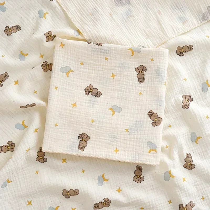 Ins Cartoon Baby Newborn Swaddling Infant Cotton Gauze Bath Towel Animal Flowers Soft Stroller Blanket Muslin Diaper Wrap Cloth