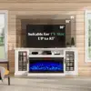 75-inch 3-sided Glass Fireplace TV Stands Can Be Used for TVS Up To 85 Inches in Rural Media Entertainment Center Control White 5