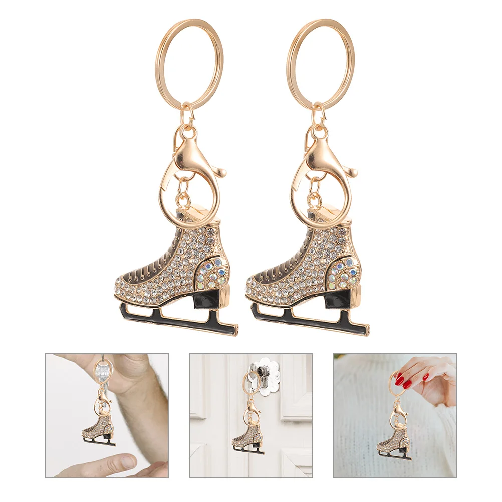 

2Pcs Fashion Keychains Hanging Figure Skating Pendants Small Ice Skates Pendants Adorable Keychains