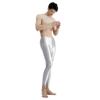 AMORESY Men Satin Smooth Running Joggings Breathable Quick Drying Yoga Leggings Sports High Waisted Tights Stretch Fitness Pants 2