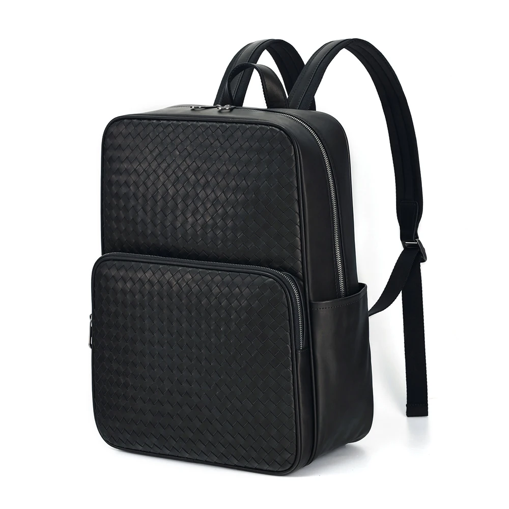 JOYIR Genuine Cowhide Leather Men's Backpack for Men Trendy Daypacks Woven Style Backpacks Fit 15.6' Laptop Business Travel Bag