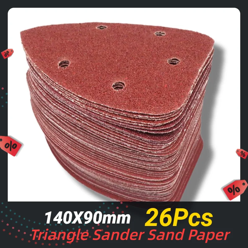 26Pcs Self-adhesive Sandpaper Grit 40-1000 Triangle Sander Sand Paper Hook Loop Sanding Disc For Polishing  Abrasive Tools 25pc 50mm grit paper and polishing pad sandpaper 40 60 80 100 120 150 180 240 320 400 600 800 1000 2000 sander disc sanding