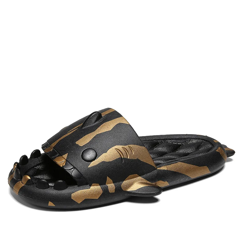 Pantofole per donna e uomo Sandali antiscivolo Pantofole da spiaggia con cuscino in punta aperta per l'estate Simpatiche pantofole a forma di squalo_voghion.com