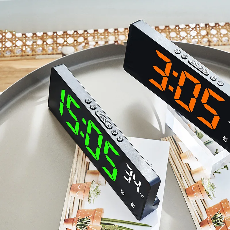 Creative Number Clock Color Nightlight Temperature Calendar Alarm Clock LED Large Number Electronic Backlight Home Decor