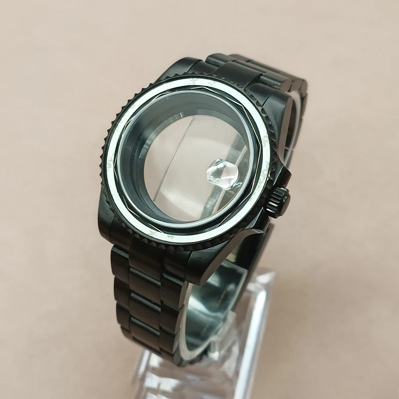 40mm Black Watch Case Sapphire Glass Fits NH35 NH36 NH34 ETA2824 2836 Miyota8215 Mingzhu DG2813 3804 PT5000 Movement