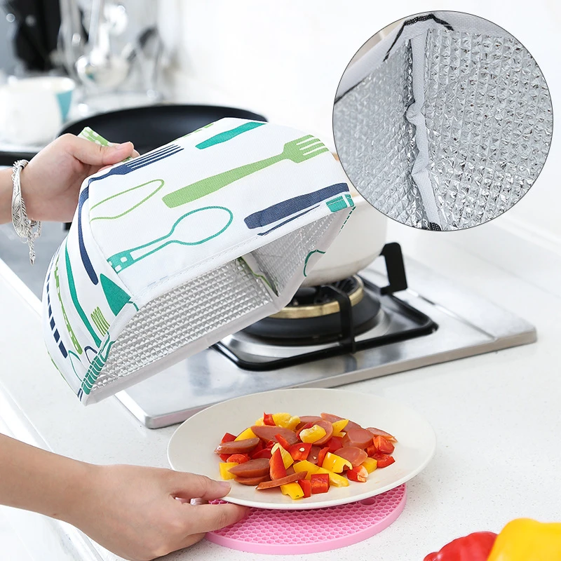 1PC Foldable Food Covers Keep Warm Hot Aluminum Foil Food Cover Dishes Insulation Useful Kitchen Gadgets Accessories Covers