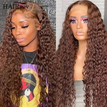 Deep Wave Frontal Wig 13x6 Hd Lace 30 Inch Chocolate Brown 13x4 Curly Lace Front Human Hair Water Wave Brazilian Wigs For Women 1