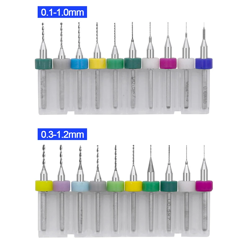 고품질 경질 합금 PCB 인쇄 회로 기판, 카바이드 마이크로 드릴 비트 도구, 세트 당 10 개, 0.1mm-1.2mm, 0.1mm, 1.2mm