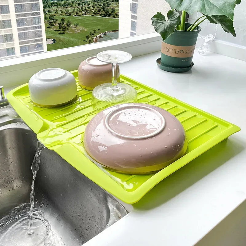 Tableware Drain Rack Multi-functional Plastic Drain Tray Fruit Vegetable Tray Countertop Bowl and Chopsticks Storage Rack storage tray kitchen tray water tray
