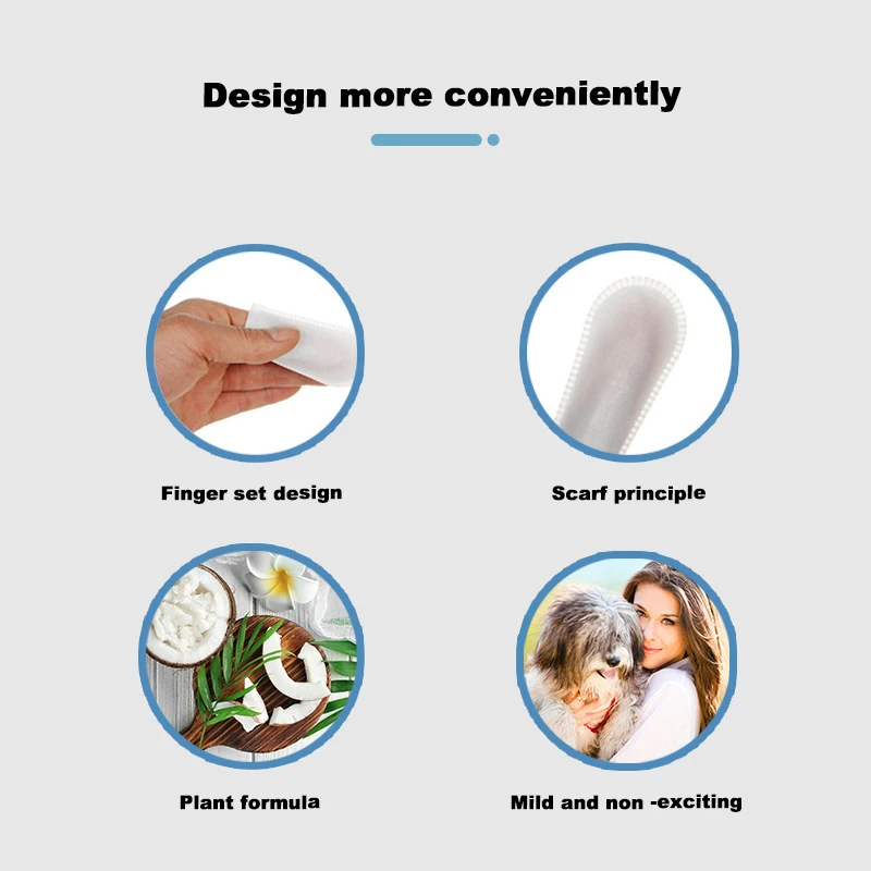 100Pcs Pet Teeth Cleaning Finger Glove Wet Wipe Eye Tear Ear Stain Remover Wet Towels For Cleaning Teeth Tartar Grooming Tools