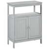 Kleankin Freestanding Modern Bathroom Storage Cabinet, with Doors and Open Shelf, Bathroom Organizer Furniture, Grey 1