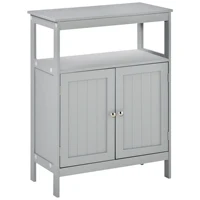 Kleankin Freestanding Modern Bathroom Storage Cabinet, with Doors and Open Shelf, Bathroom Organizer Furniture, Grey 1