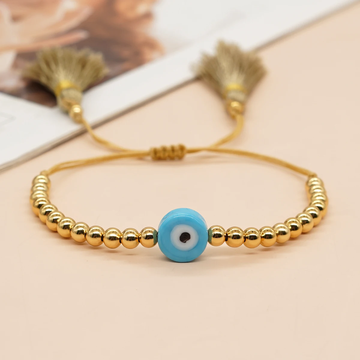 

Go2boho Новые Красочные золотые браслеты с бисером сглаза женские регулируемые браслеты с кисточками в стиле бохо летние браслеты дружбы ювелирные изделия подарок для девушки