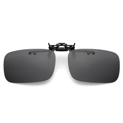 Polarized Unisex Photochromic Night Vision Anti-Glare Vintage Clip-On Sunglasses (Black gray film)