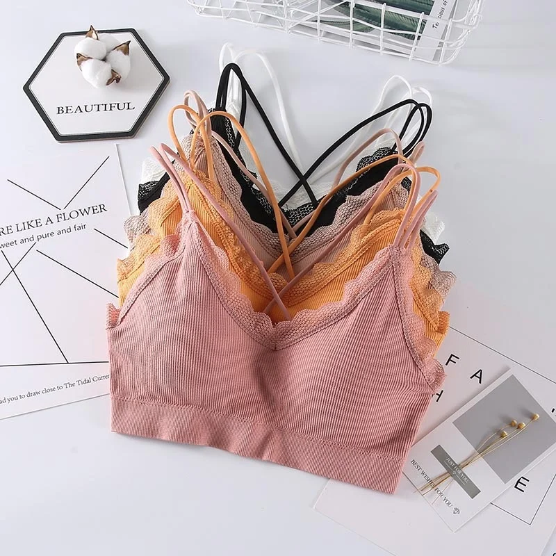 

Girls' Sexy Wireless Lingerie Seamless Bralette - Solid Color, Comfortable & Breathable, Hollow Out Design Underwear Vest