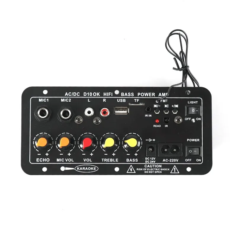Bluetooth Audio Amplifier 220V 12V Digital Bluetooth Amplifier Board Subwoofer Dual Microphone Karaoke Amp Speaker Home Theater DIY Rechargable Version