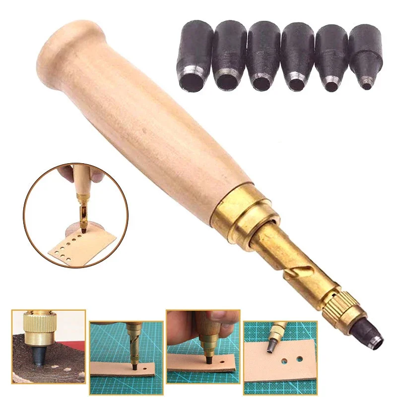 6pcs 벨트 펀칭 키트 1.5/2/2.5/3/3.5/4mm 강철 교체 가능한 헤드 DIY ..