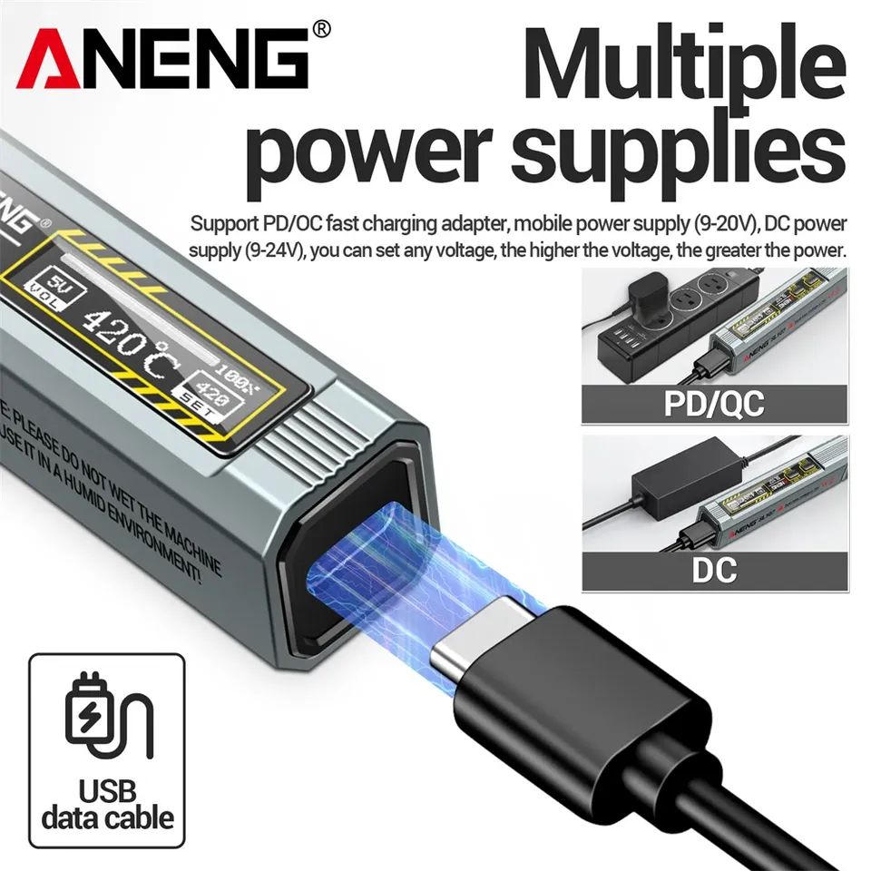 ANENG SL107 Electric Soldering Iron PD 65W QC Portable Adjustable Temperature 80-420℃  constant Smart Soldering Iron Weld Heat