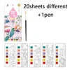 20 Sheets Portable Children Watercolor Painting Book Paint With Water Kids Gouache Graffiti Picture Coloring Drawing Toys Gifts 6