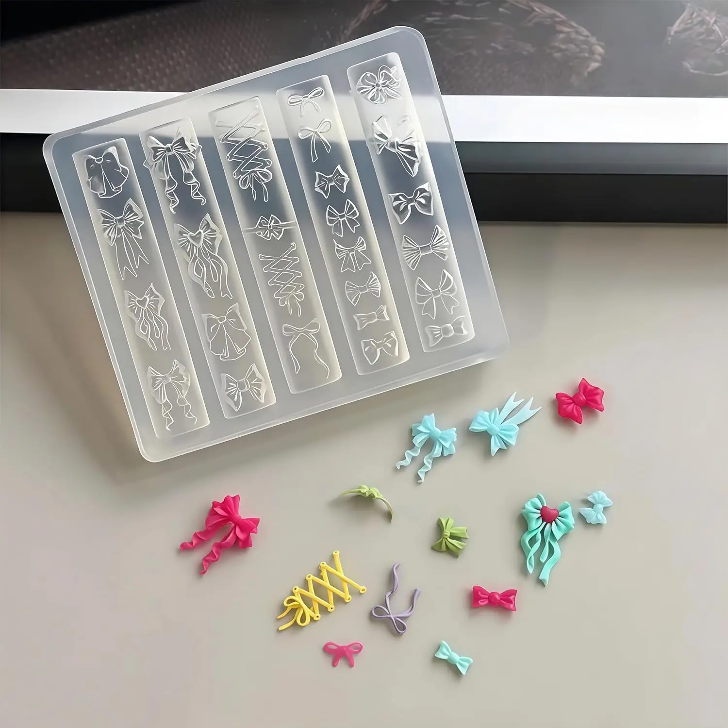 1PC 리본 네일 몰드 실리콘 도구 네일 아트 레진 몰드 액세서리 용품