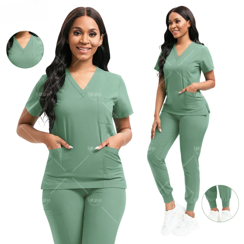 

New Nurse Uniform for Women Nursing Solid Surgical Gown High-quality Doctor Scrub Sets Unisex Hospital Work Wear Wholesale Price