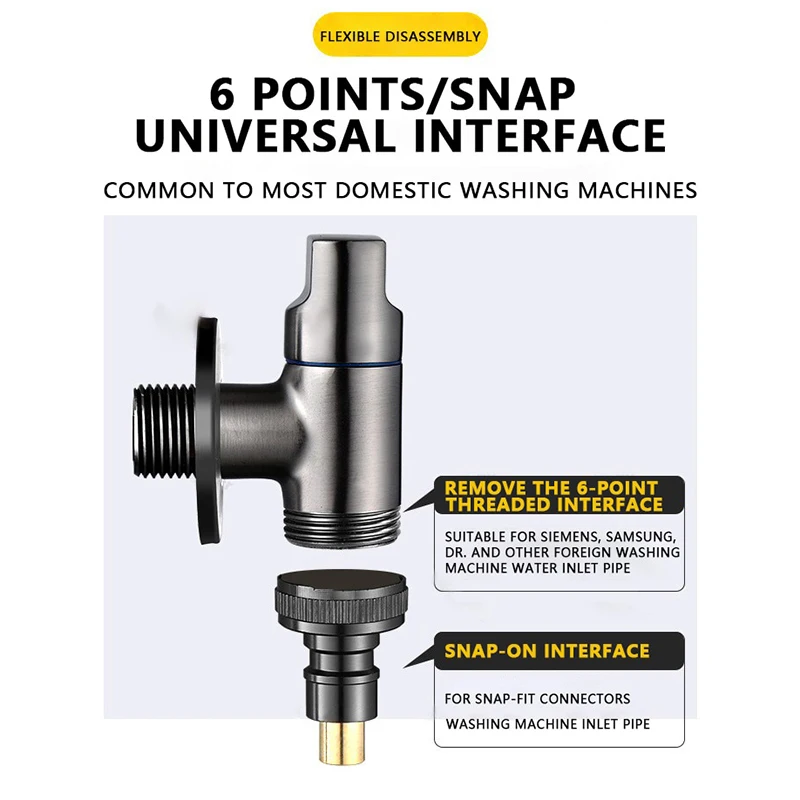 Faucet Valve Multi-function Brass One Into One Out Dual Control Washing Machine Tap Three-way Toilet Triangle