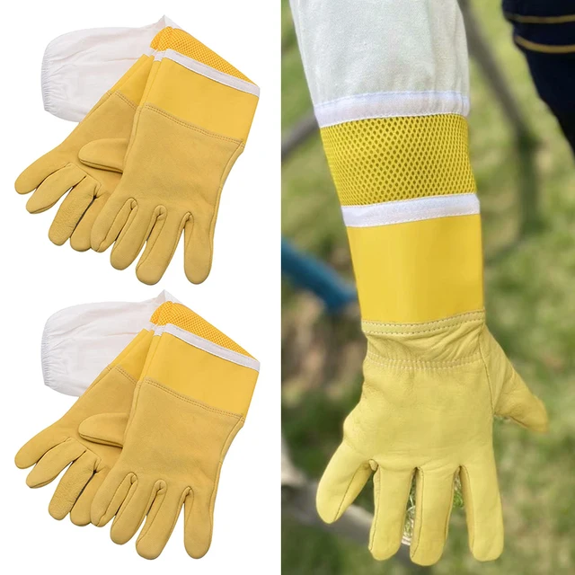 Pu Méhész Kesztyű Lélegző Védőhüvelyek Szellőztetett Professzionális Méhellenes Méhek Méhész, Hogy Megakadályozzák A Méhkas Eszközt - Image 4