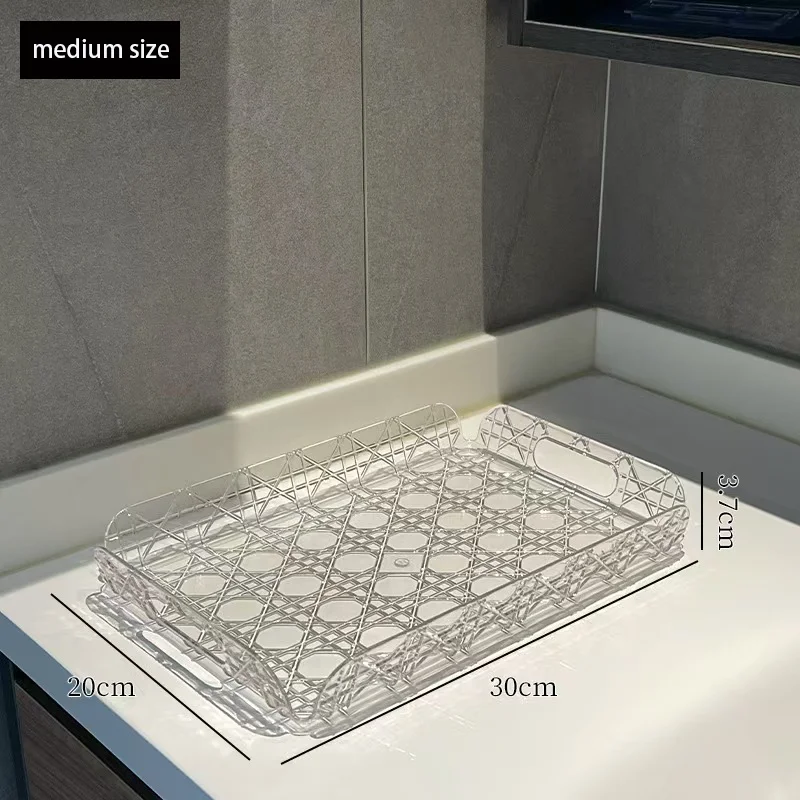 Luxury Vine Pattern Plastics Tray Plaid Jewelry Aromatherapy Storage Plate Living Room Water Cup Trays Desktop Home Decoration 5