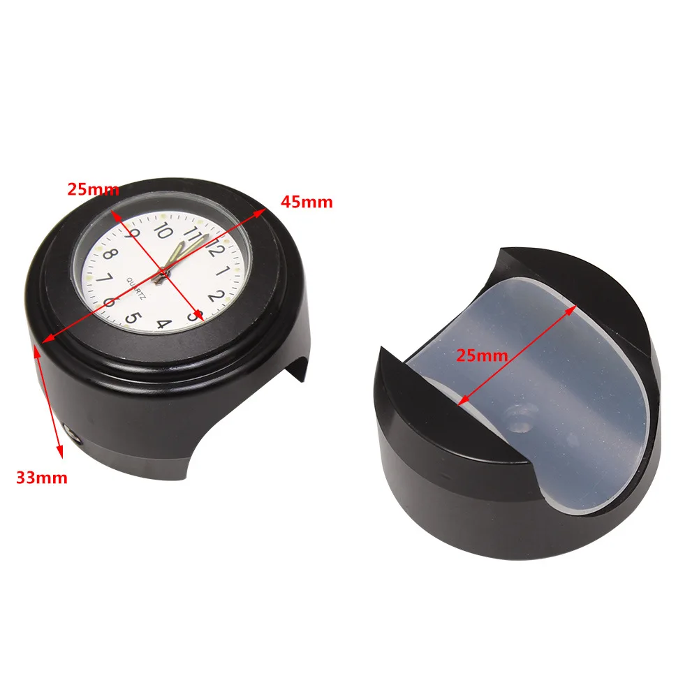 Universal 7/8" Waterproof Chrome Motorcycle Bike Handlebar Mount Quartz Clock Watch Aluminum Luminous Clock Moto Accessories