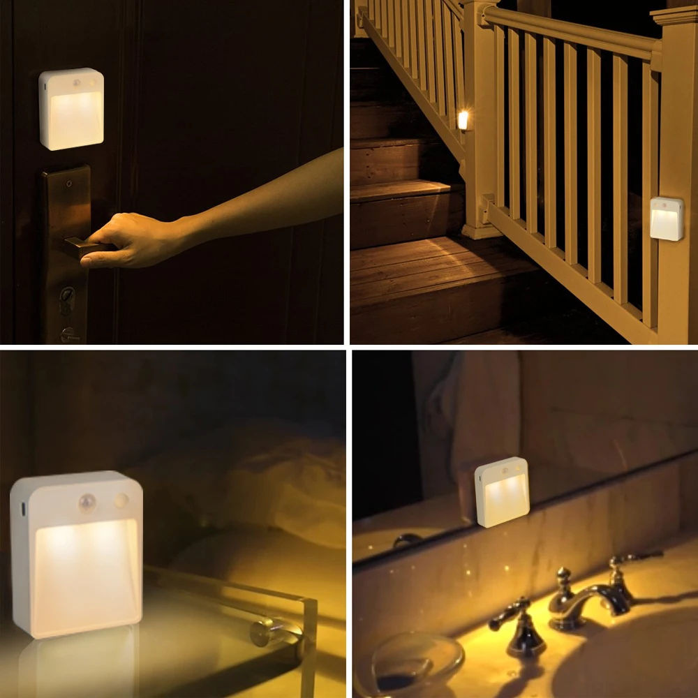 Sensor de Movimento Automática com Porta Usb para Casa Night Light Dupla Indução Lâmpada Parede Interior Crianças Sala Estar Quarto Cabeceira Led Pir 8 Computers & Electronics