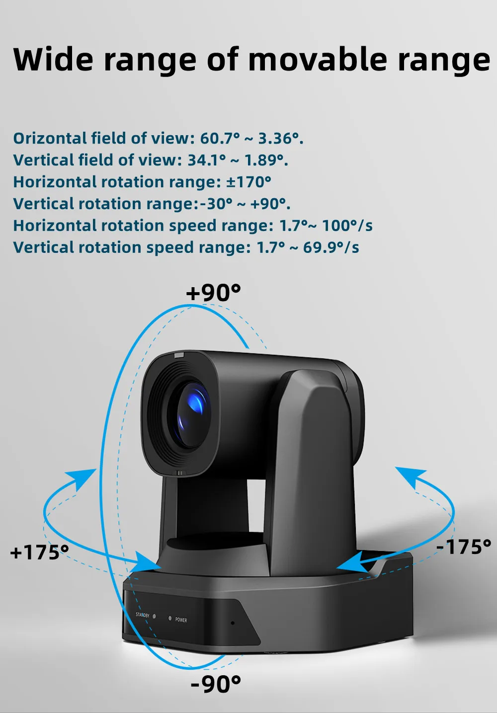 Video PTZ Camera NDI HX2 AI tracking 12/20/30X Optical Zoom 60fps Mic Tally Light HDMI USB SDI LAN POE TOF Laser Ranging