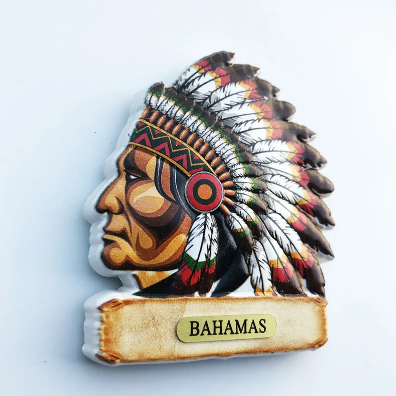 

Fridge magnet Bahamian Indigenous Chieftain Shaped Crafts Decorative Resin Refrigerator Magnet Message Sticker Tourist Souvenir