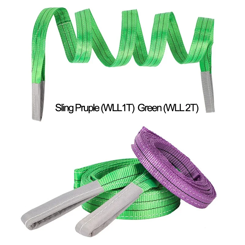 Sturdy Nylon Lifting Straps Flat Industrial Crane Sling Hoisting Webbing Belt 1-12m WLL 1 Ton And 2 Ton