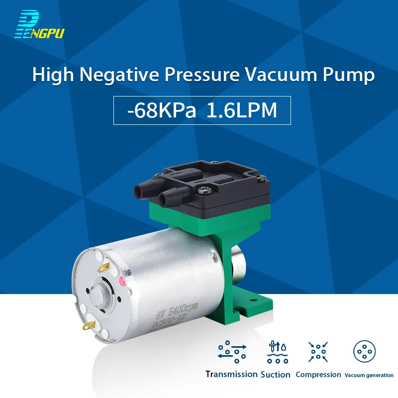 PENGPU 1.6LPM 68KPa Negative Pressure Micro Vacuum Pump 130KPa Max