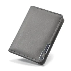 Sleek Geometric Black Faux Leather Wallet with Multiple Card Slots (Gray)