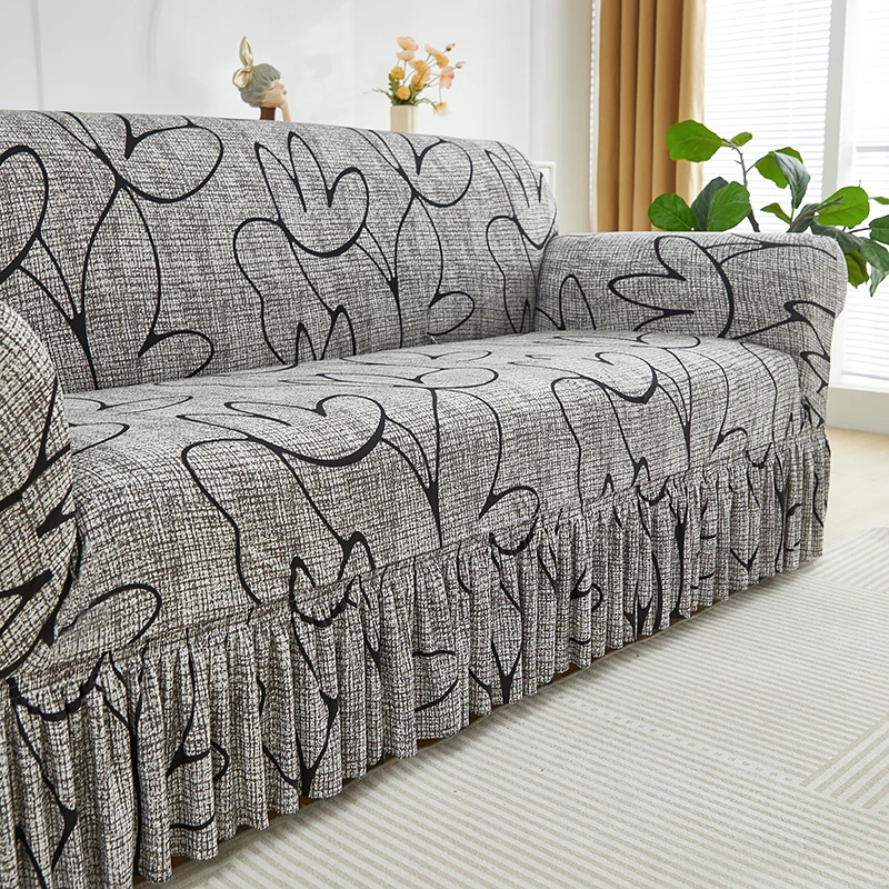 1PC Elastic Sofa Covers With Skirt for Living Room Spandex Chair Couch Cover Sofa Slipcovers Slip-resistant From Dogs Pets Kids 4
