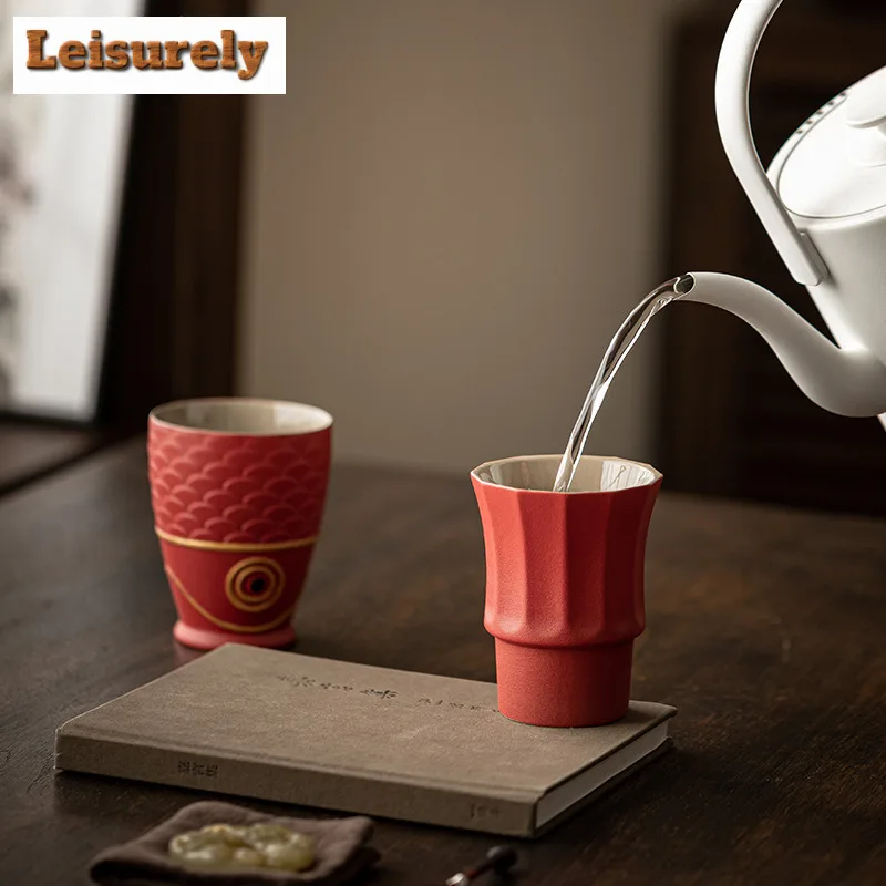 4pc/lot Fortune Koi Tea Set Complete Set Elegant Tea Ceremony Set Household Teapot And Tea Cup Set Chinese Tea Set Drinkware