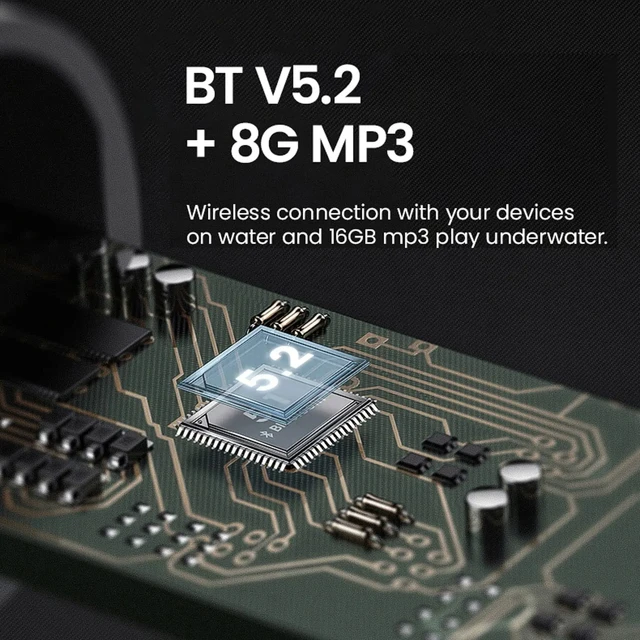 PARAMITA 8GB Storage Swimming Headset IP68 Waterproof Bone Conduction Headset Open Ear Wireless BT 5.2 Ear Hook Earphones Sport 5