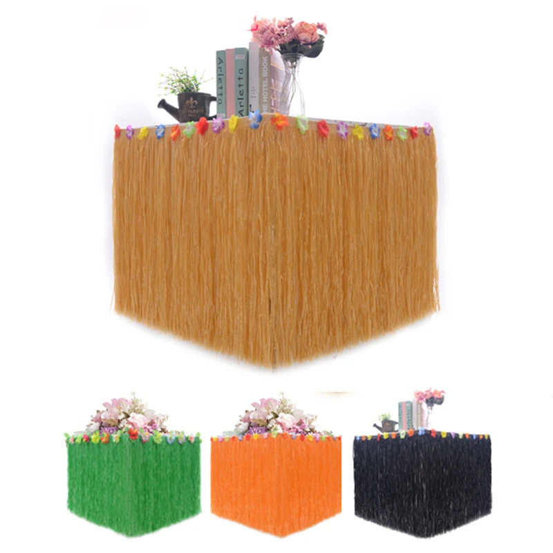 Table Skirt for Hawaiian Theme Party Birthday Event Beach Summer BBQ Tropical Bar Wedding Party Decorations 108 x 29.5 Inches