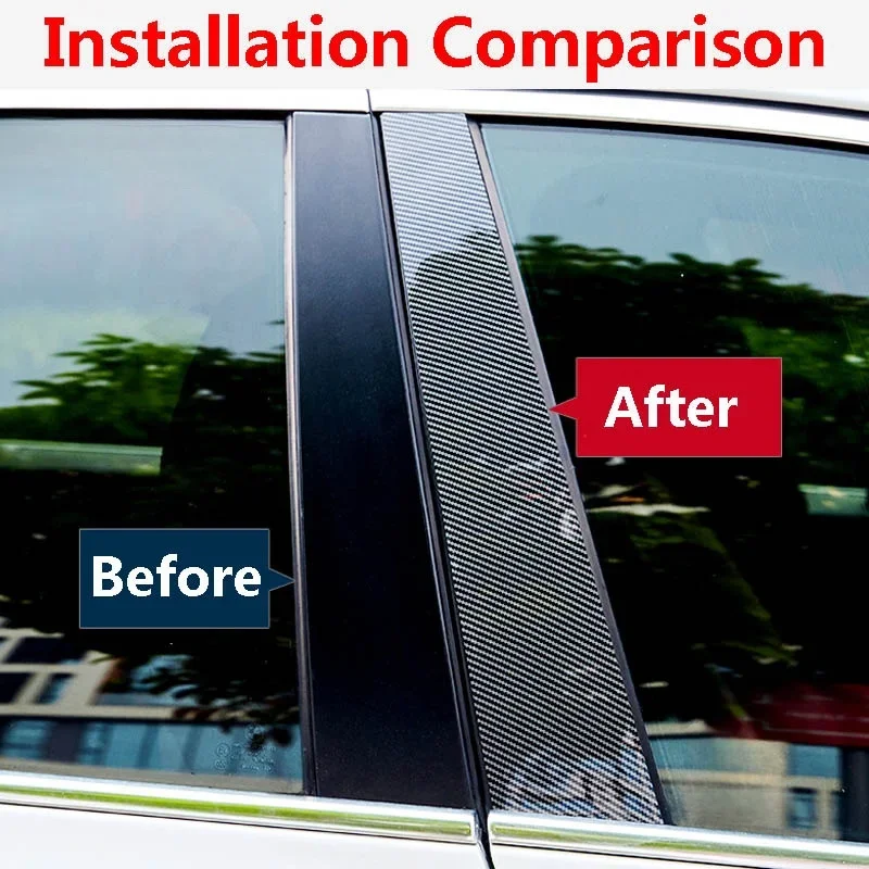 

6Pcs Car Window Door Pillar Posts Panel Trim Stickers For Kia Forte/K3/Cerato 2009 2010-2012 Carbon Black BC Column Accessories