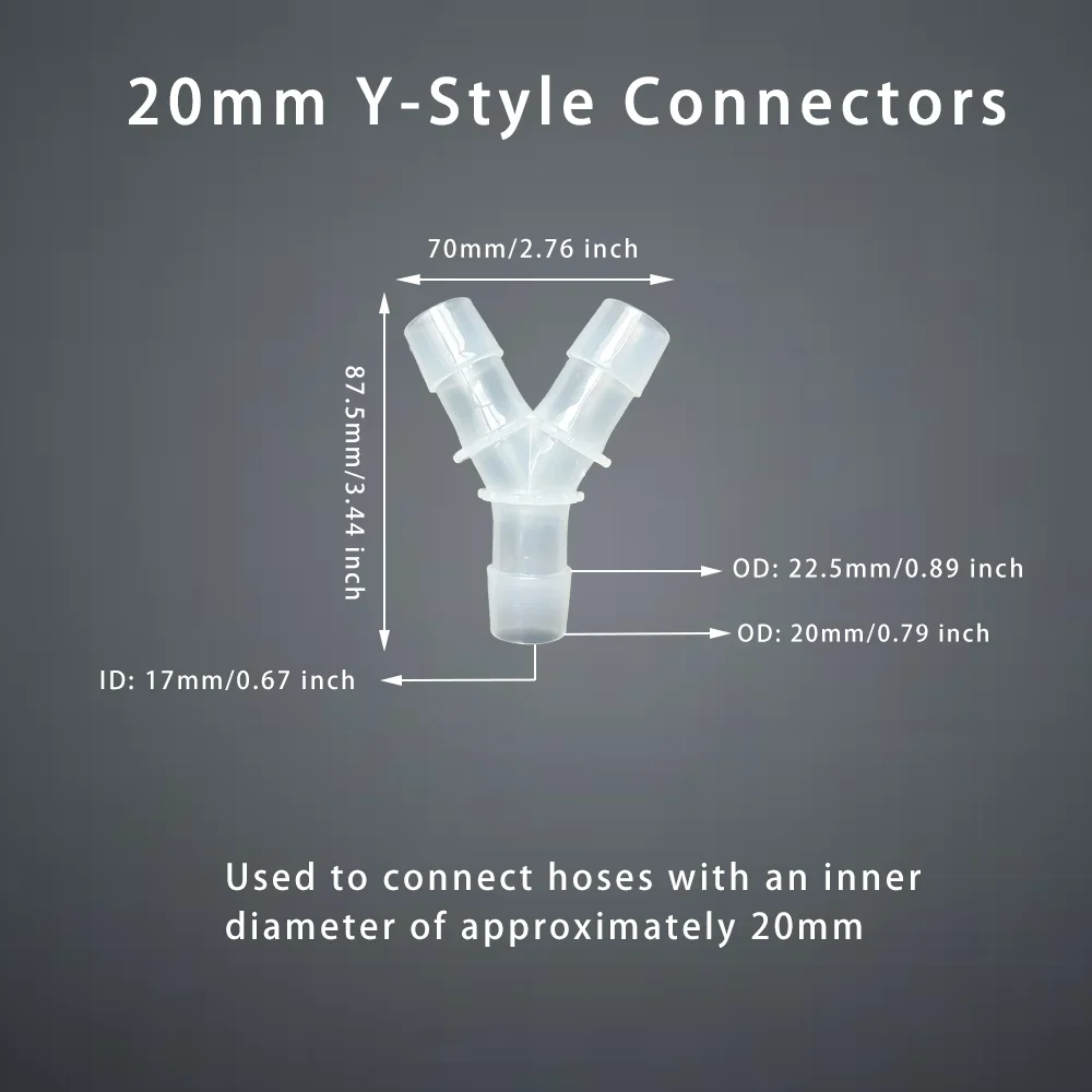 Tee Connector Hose Barb Fitting Y Shaped Air Water Flow Splitter Plastic Tubing Joint 5Pcs for Drip Irrigation Aquariums Garden