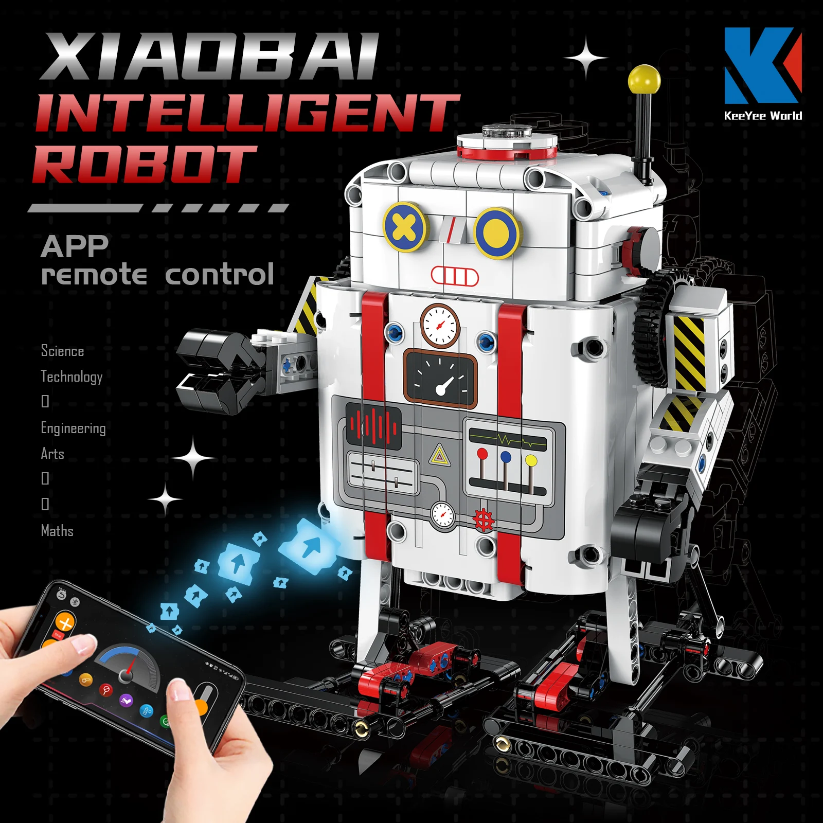 Technical K96153 App Remote Control Building Blocks Bricks Programming Usb Fat White Robot Gift Moc Sets Toys Construction Kids