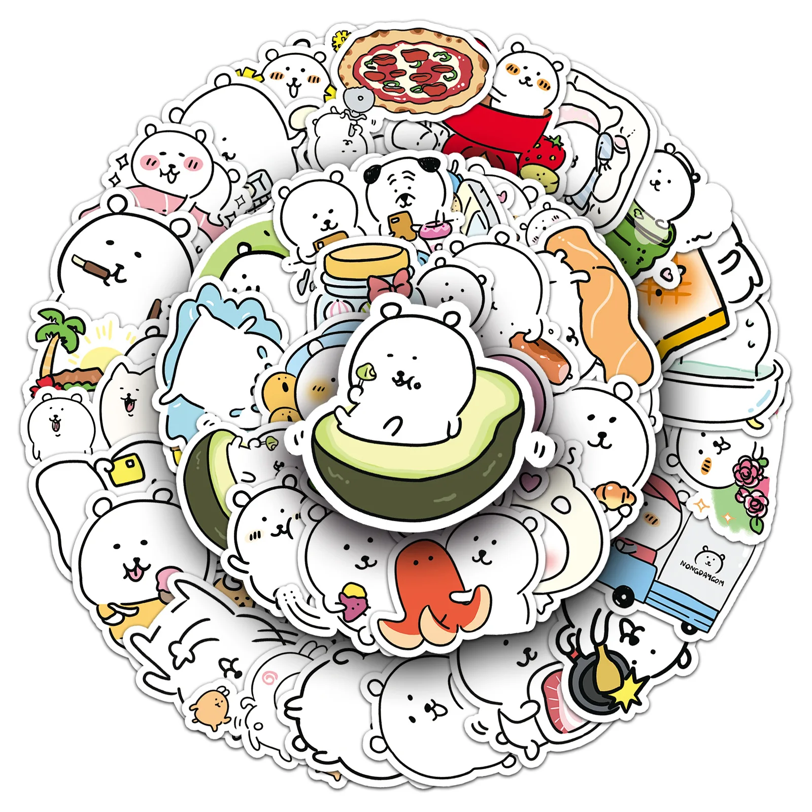 50PCS 농담 곰 스티커 MOGUMOGU 낙서 스티커 DIY 일기 전화 케이스 수제 스크랩북 미적 스티커
