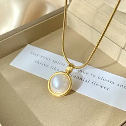 Minimalist Round Bead Pendant Necklace - Stainless Steel Clavicle Choker with Long Chain Fashion Jewelry (Style 8)