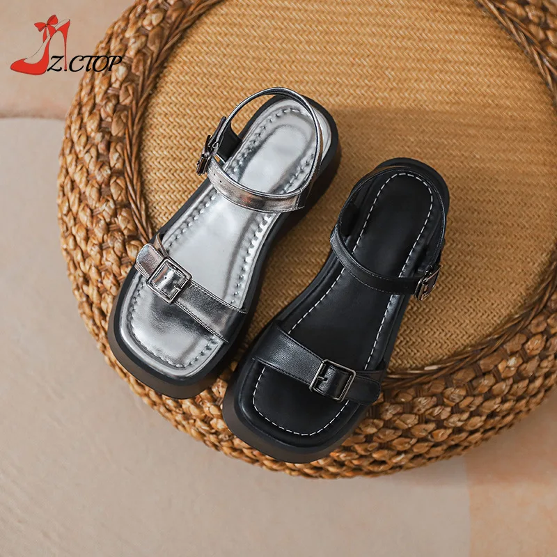 Platform Sandals for Women Summer Open Toe Wedge High Heels Thick Bottom Sandals Casual Beach Shoes Silver Black