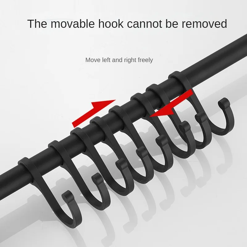 Kitchen Storage Rack Bathroom Accessories Movable Hook Wall Mounted Hanging Holder Space Aluminum Household Tool Organizer Shelf