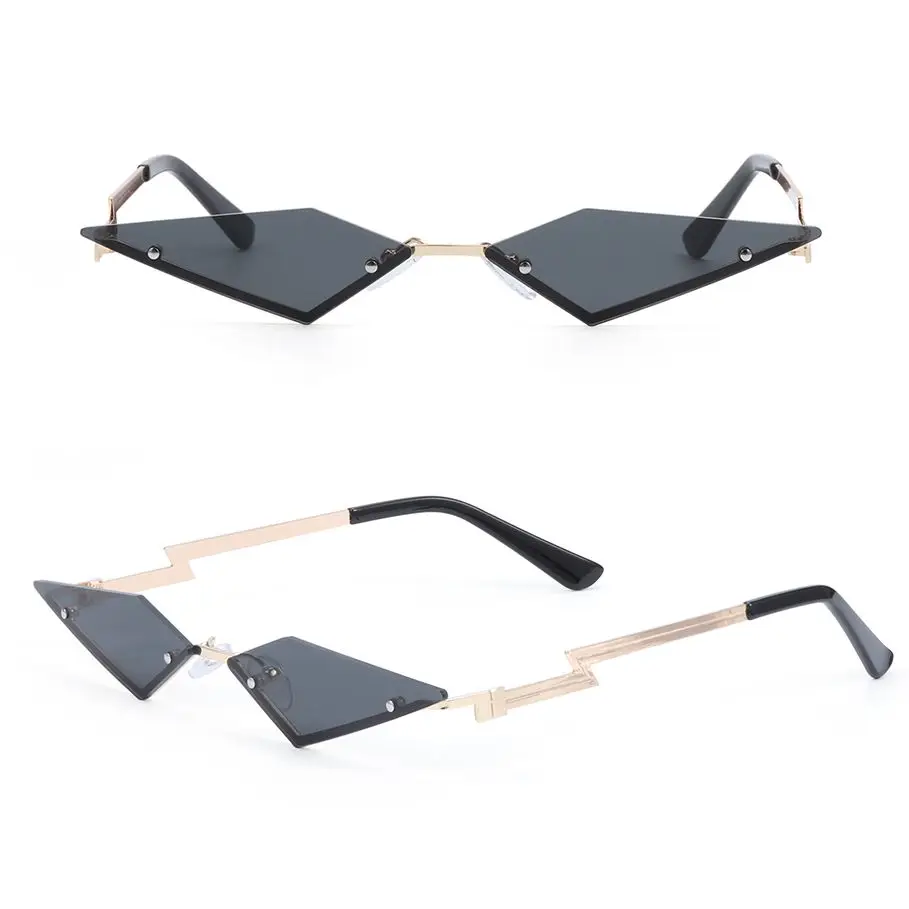 Cat Eye Sunglasses Diamond Shape Women Retro Rimless Sun Glasses UV400 Trendy Narrow Frame Streetwear Hiking Cycling Eyewear women sunglasses