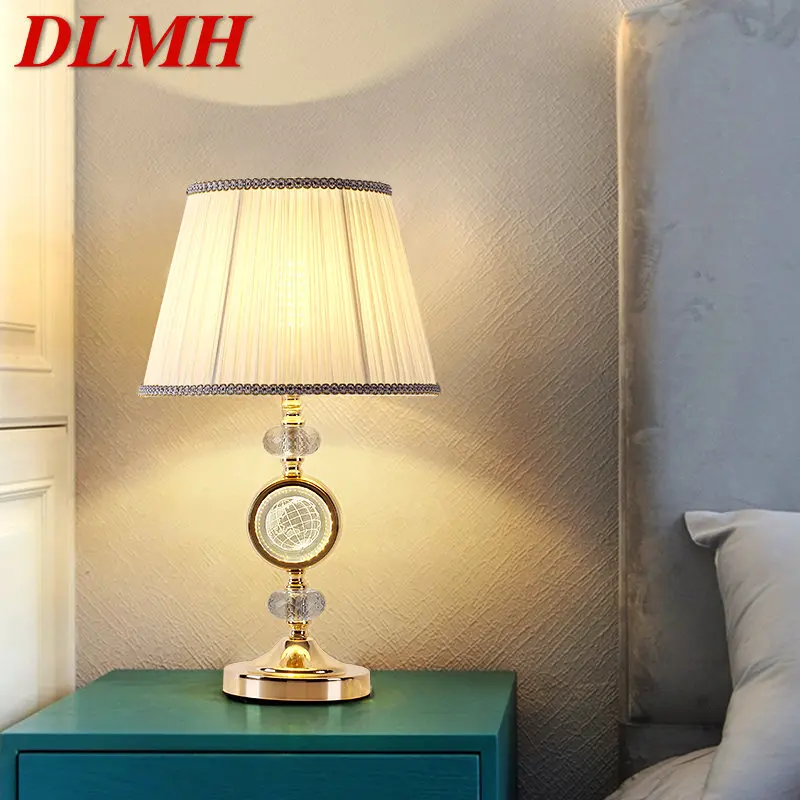

DLMH Modern Crystal Table Lamp LED Vintage Creative Decor Desk Light Fixture for Home Living Room Bedroom Bedside