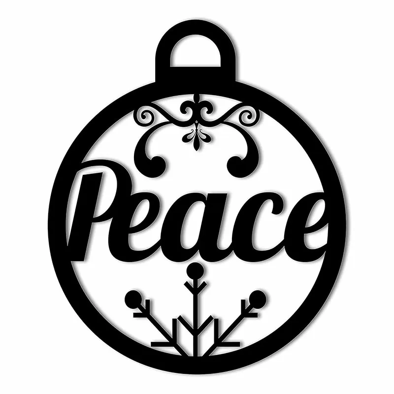 

Peace Christmas Ornament Themed Laser Cut Solid Steel Decorative Home Wall Sign Home Living Room Interior Decoration Metal Art